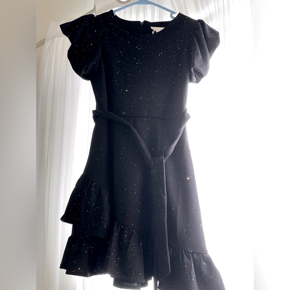 Girls black dress with gold sparkles
